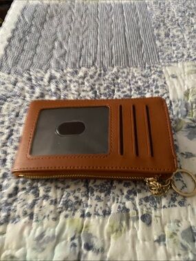 Brown Leather-Style Card Wallet Phone Case with Keyring
